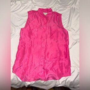 Vintage Bogari silk button down sleeveless baby Barbie pink